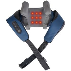 Electric Neck Shoulder Massager with Infrared Light Heating 3 Massage Modes Speeds Kneading Grasping Shiatsu Massage Pillow For Back Arms Thighs