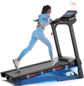 Auto Incline Treadmills for Home- foldble Treadmill 300 lb Capacity 3.25HP Folding Electric Treadmill Max 8.5 MPH Speed Running Machine with Wide