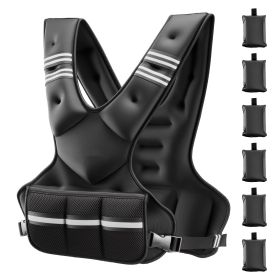 Adjustable Weighted Vest, 20-32 lbs Comfortable X-Shape Body Weight Vest Set with 6 Weight Packs and Reflective Stripe, for Men Women