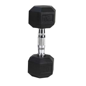 20LB (1piece)HDRS Rubber Coated Solid Cast Iron Dumbbell with Contoured Chrome Handle, Hexagon Head[Support for self-pickup face sheet