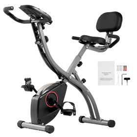 Folding Exercise Bike, Foldable Fitness Stationary Bike, Adjustable Magnetic Resistance Stationary Bike