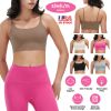 Women Strap Sport Bras Padded Strappy Crop Square Neck Low Impact Bras Sexy Fitness Tank Tops with Removable Pads Flat Straps for Gym Yoga Workout