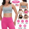 Women Strap Sport Bras Padded Strappy Crop Square Neck Low Impact Bras Sexy Fitness Tank Tops with Removable Pads Flat Straps for Gym Yoga Workout