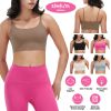 Women Strap Sport Bras Padded Strappy Crop Square Neck Low Impact Bras Sexy Fitness Tank Tops with Removable Pads Flat Straps for Gym Yoga Workout