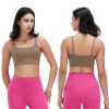 Women Strap Sport Bras Padded Strappy Crop Square Neck Low Impact Bras Sexy Fitness Tank Tops with Removable Pads Flat Straps for Gym Yoga Workout
