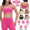 Women Strap Sport Bras Padded Strappy Crop Square Neck Low Impact Bras Sexy Fitness Tank Tops with Removable Pads Flat Straps for Gym Yoga Workout