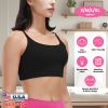 Women Strap Sport Bras Padded Strappy Crop Square Neck Low Impact Bras Sexy Fitness Tank Tops with Removable Pads Flat Straps for Gym Yoga Workout