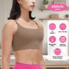 Women Strap Sport Bras Padded Strappy Crop Square Neck Low Impact Bras Sexy Fitness Tank Tops with Removable Pads Flat Straps for Gym Yoga Workout