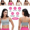 Women Strap Sport Bras Padded Strappy Crop Square Neck Low Impact Bras Sexy Fitness Tank Tops with Removable Pads Flat Straps for Gym Yoga Workout