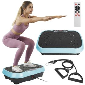Vibration Exercise Machine With Resistant Bands Remote Control Whole Body Vibration Platform Workout Equipment Home Fitness Training Equipment (Option: Blue)