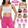 Women Strap Sport Bras Padded Strappy Crop Square Neck Low Impact Bras Sexy Fitness Tank Tops with Removable Pads Flat Straps for Gym Yoga Workout