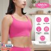 Women Strap Sport Bras Padded Strappy Crop Square Neck Low Impact Bras Sexy Fitness Tank Tops with Removable Pads Flat Straps for Gym Yoga Workout