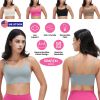 Women Strap Sport Bras Padded Strappy Crop Square Neck Low Impact Bras Sexy Fitness Tank Tops with Removable Pads Flat Straps for Gym Yoga Workout