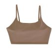 Women Strap Sport Bras Padded Strappy Crop Square Neck Low Impact Bras Sexy Fitness Tank Tops with Removable Pads Flat Straps for Gym Yoga Workout
