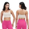 Women Strap Sport Bras Padded Strappy Crop Square Neck Low Impact Bras Sexy Fitness Tank Tops with Removable Pads Flat Straps for Gym Yoga Workout