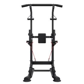 Pull Up Bar, 330 LBS Power Tower Dip Station, Workout Dip Station with H-Shaped Stable Base & Back Pad (Default: Default)