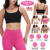 Women Strap Sport Bras Padded Strappy Crop Square Neck Low Impact Bras Sexy Fitness Tank Tops with Removable Pads Flat Straps for Gym Yoga Workout